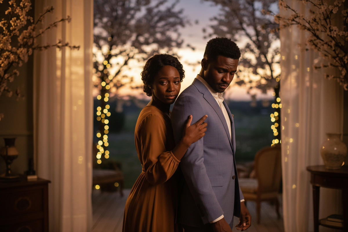 Black couple considering personal growth and the future of a relationship while still in love