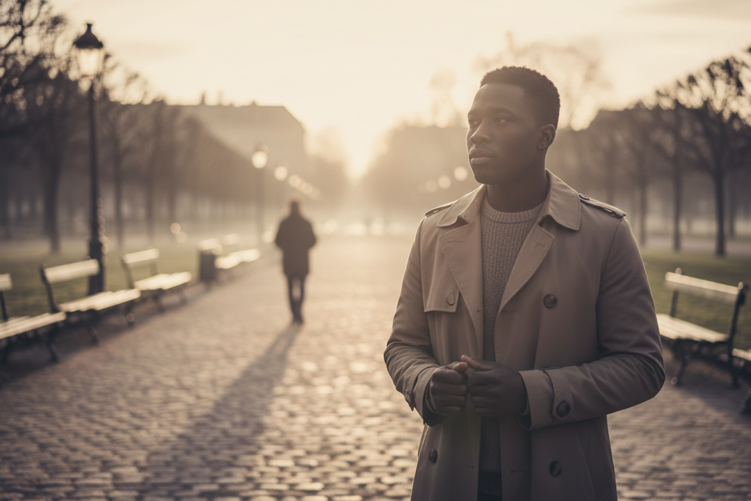 Thoughtful person standing alone in evening light symbolizing regret and unspoken love