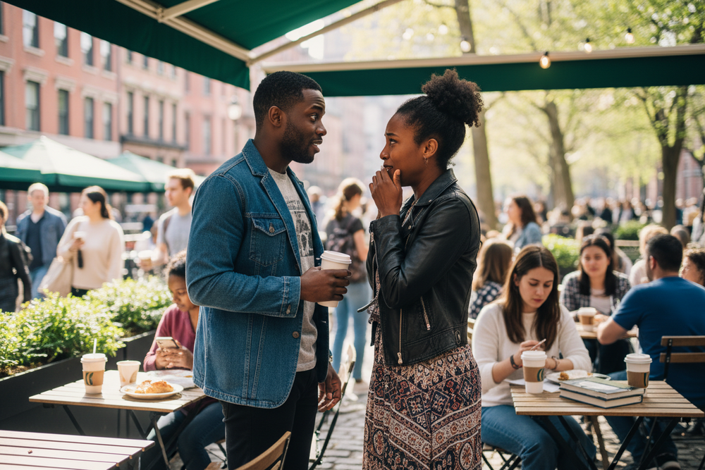 black couple meeting after a long time