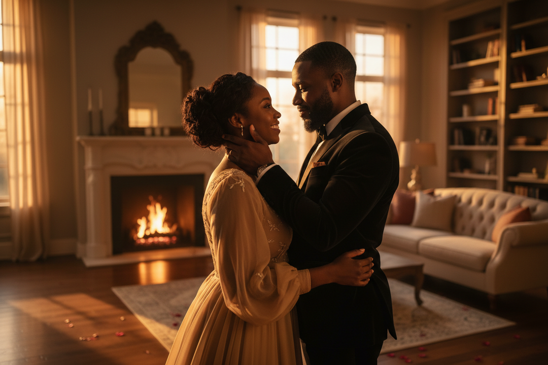 Black man loving black woman