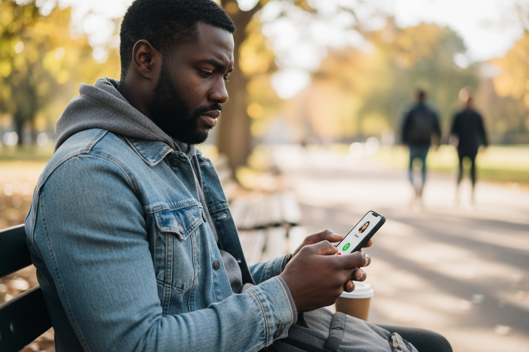 black man ignoring phone call - A  Male POV Relationship