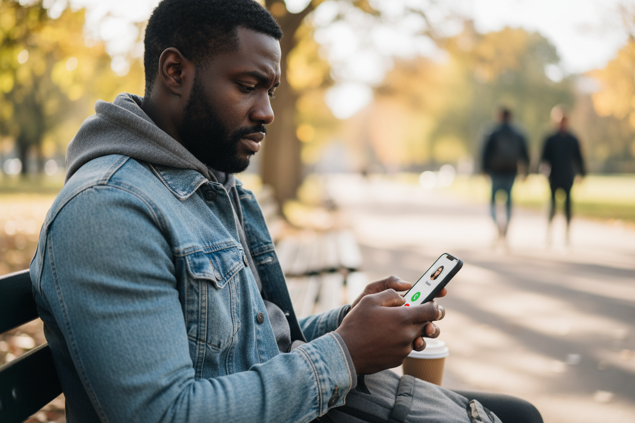 black man ignoring phone call - A  Male POV Relationship