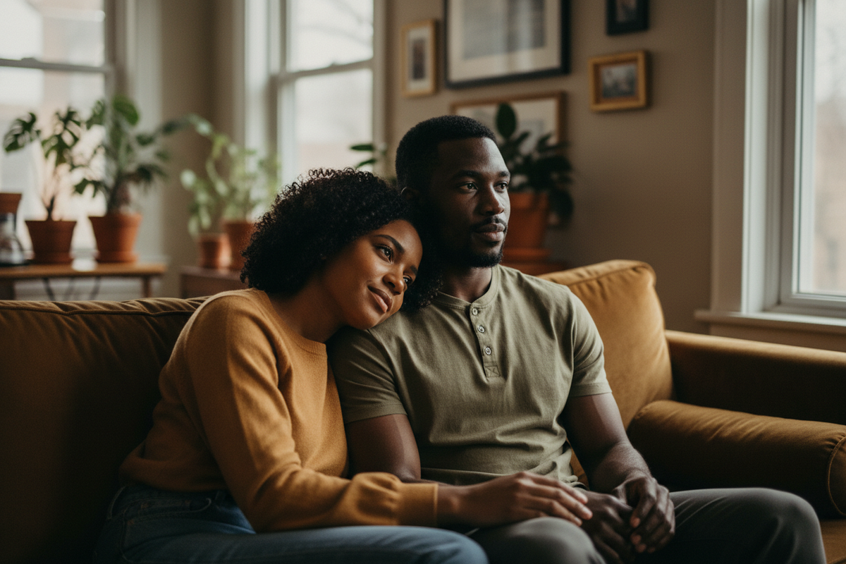 Black couple questioning whether genuine love is enough to sustain their relationship