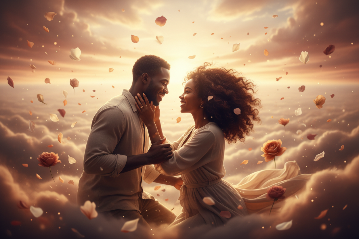 Black Couple falling in love