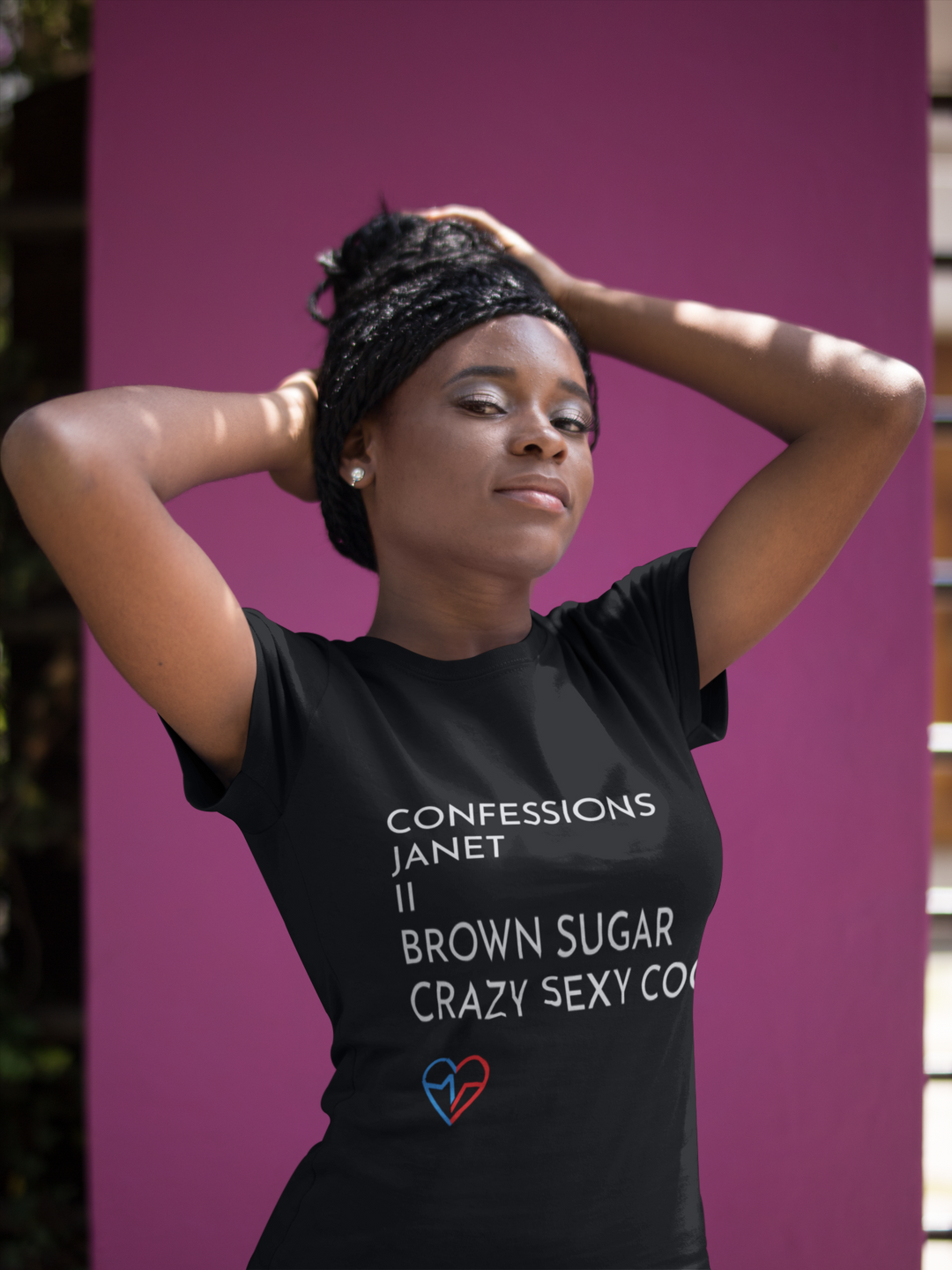Woman posing outside weraing  the R&B Essentials Tee – Love Clan Classics by Norian Love