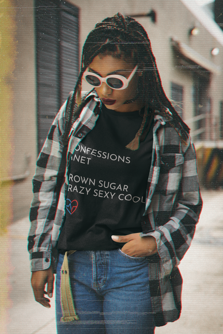 Woman with vintage look rocking the  R&B Essentials Tee – Love Clan Classics