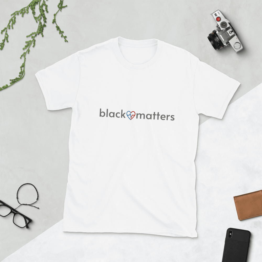 Black Love Matters shirt on a white flatlay background